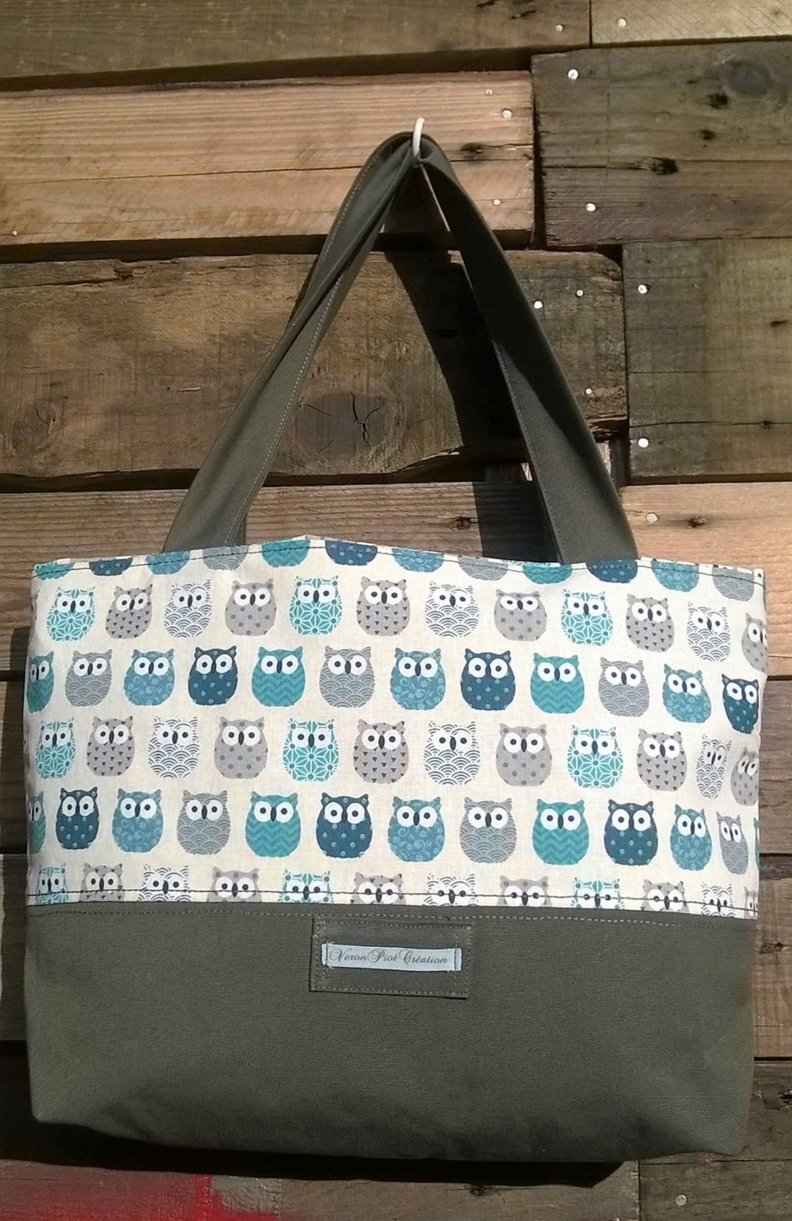 sac tissu toile hiboux sac en coton sac avec fermeture sac avec zipper fourre tout sac de course sac de tricot imprimé chouette gris bleu
