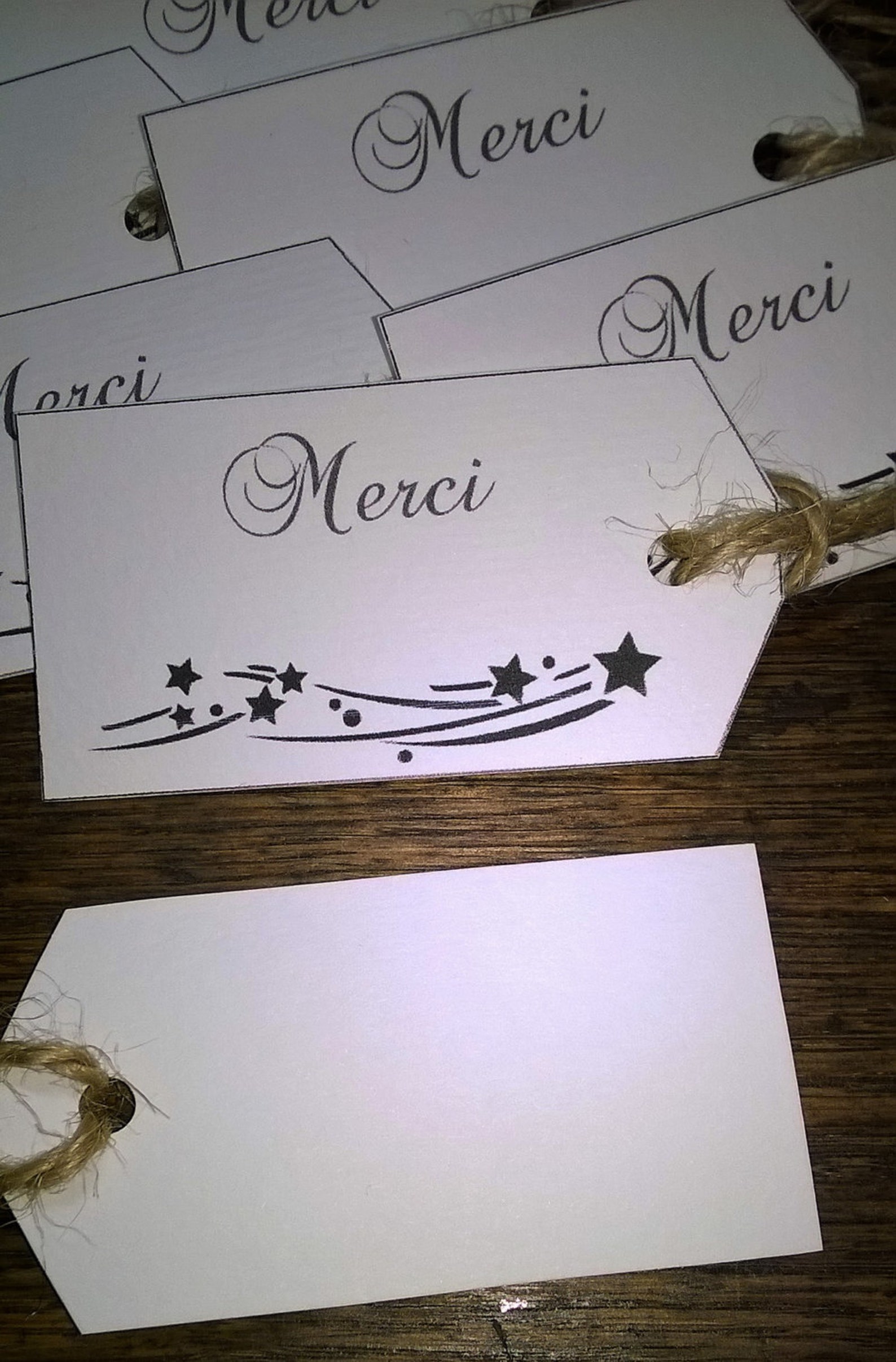 Étiquette merci en papier canson ficelle de jute veronpiotcreation