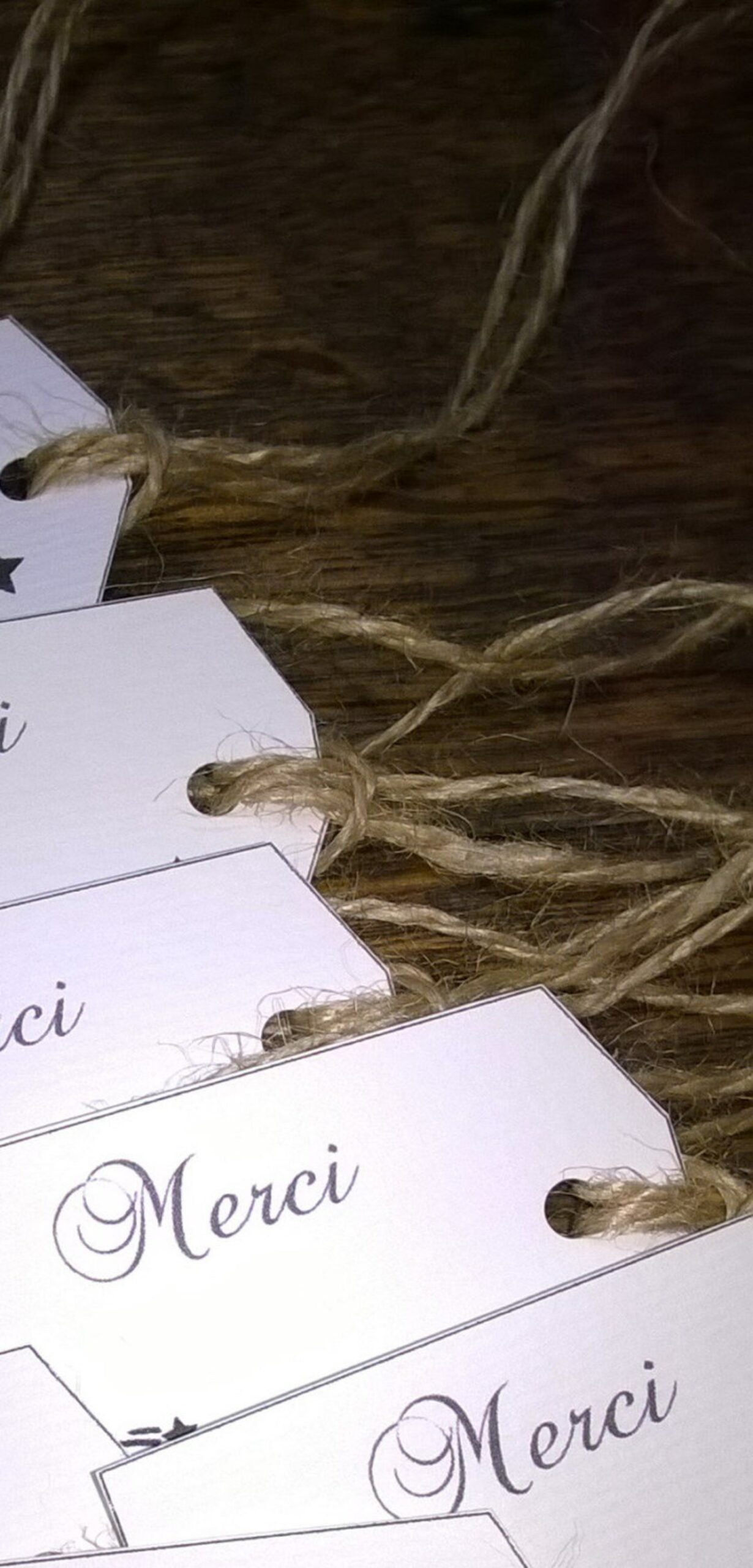 Étiquette merci en papier canson ficelle de jute veronpiotcreation