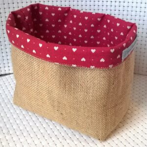 panier vide poche pochon toile de jute veronpiotcréation rose beige rouge coeur cadeau rangement décoration mariage anniversaire nature