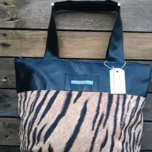 sac à main faux cuir ou simili cuir noir coton tigré fermeture à glissière poche intérieur sac femme fille tendance cadeau mère anniversaire