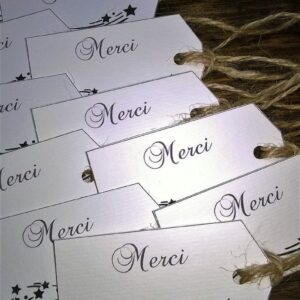 Étiquette merci en papier canson ficelle de jute veronpiotcreation