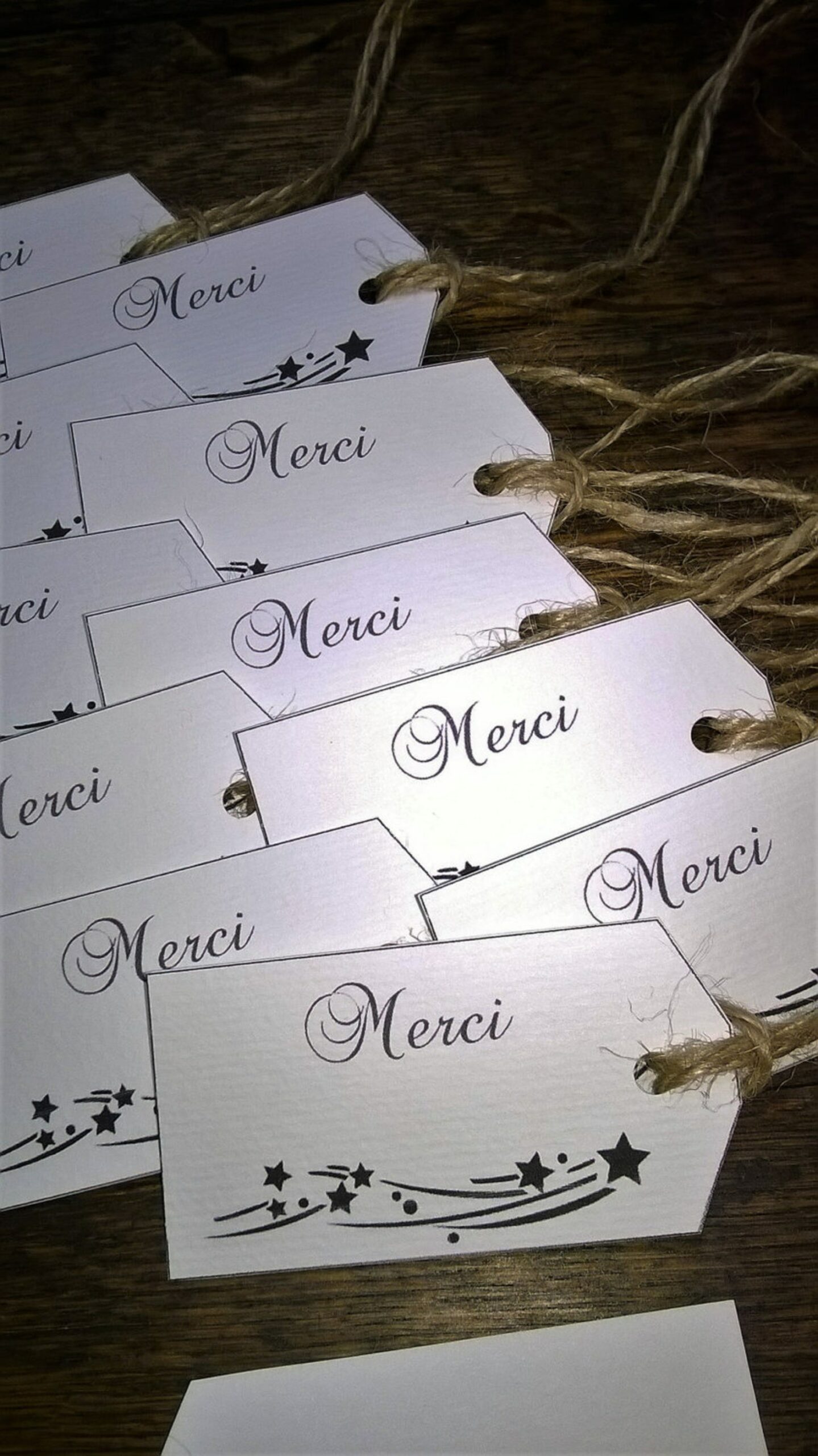 Étiquette merci en papier canson ficelle de jute veronpiotcreation