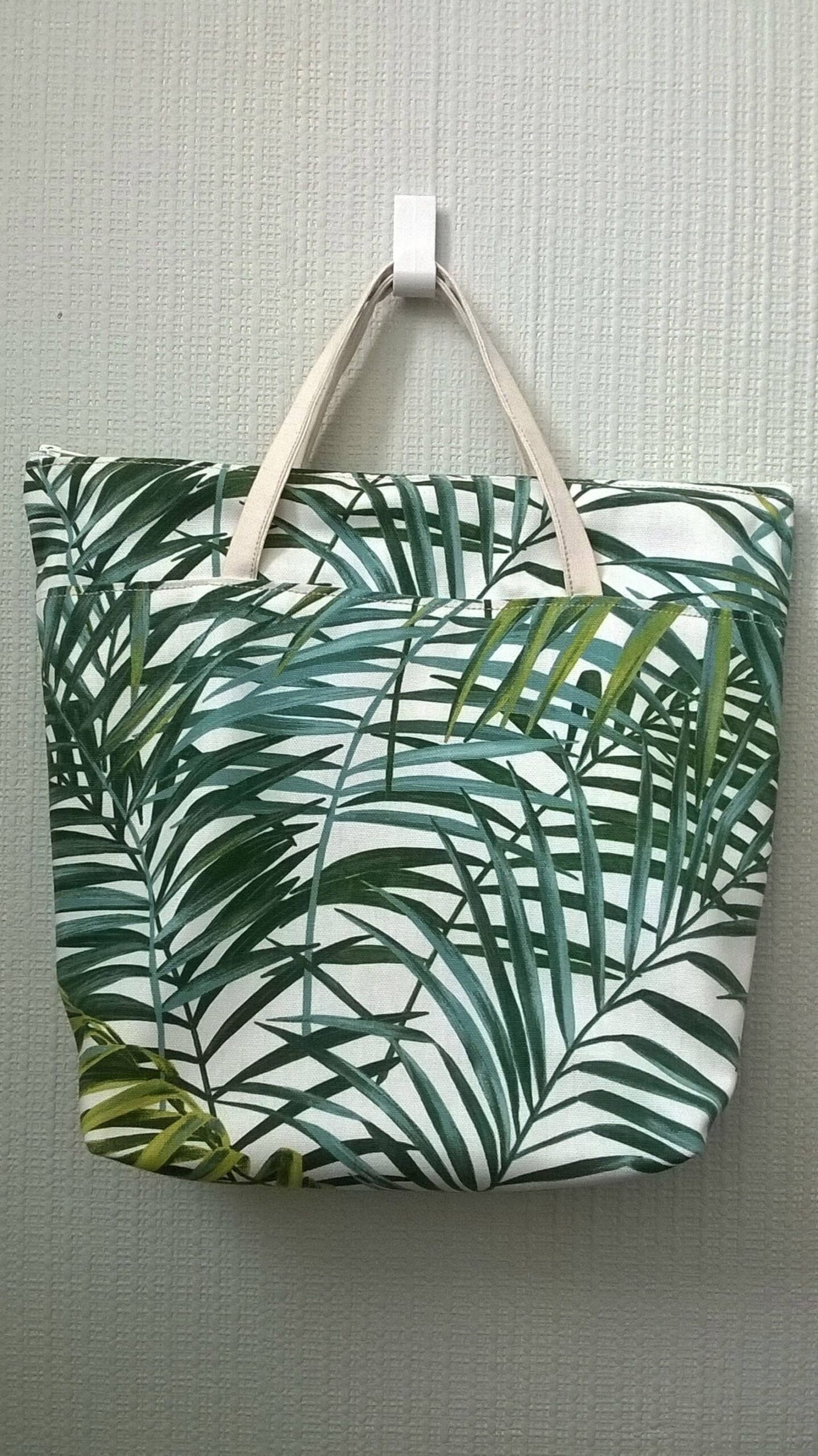 sac en toile à main poche avant femme fille coton flamand rose et palmier fermeture à glissière fourre tout loisir vacance cadeau mère