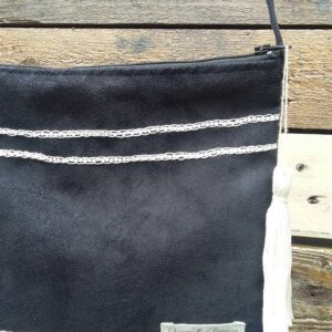 Petit sac pochette daim marine et blanc bandoulière femme fille petite sacoche veronpiotcréation mariage fête habillé