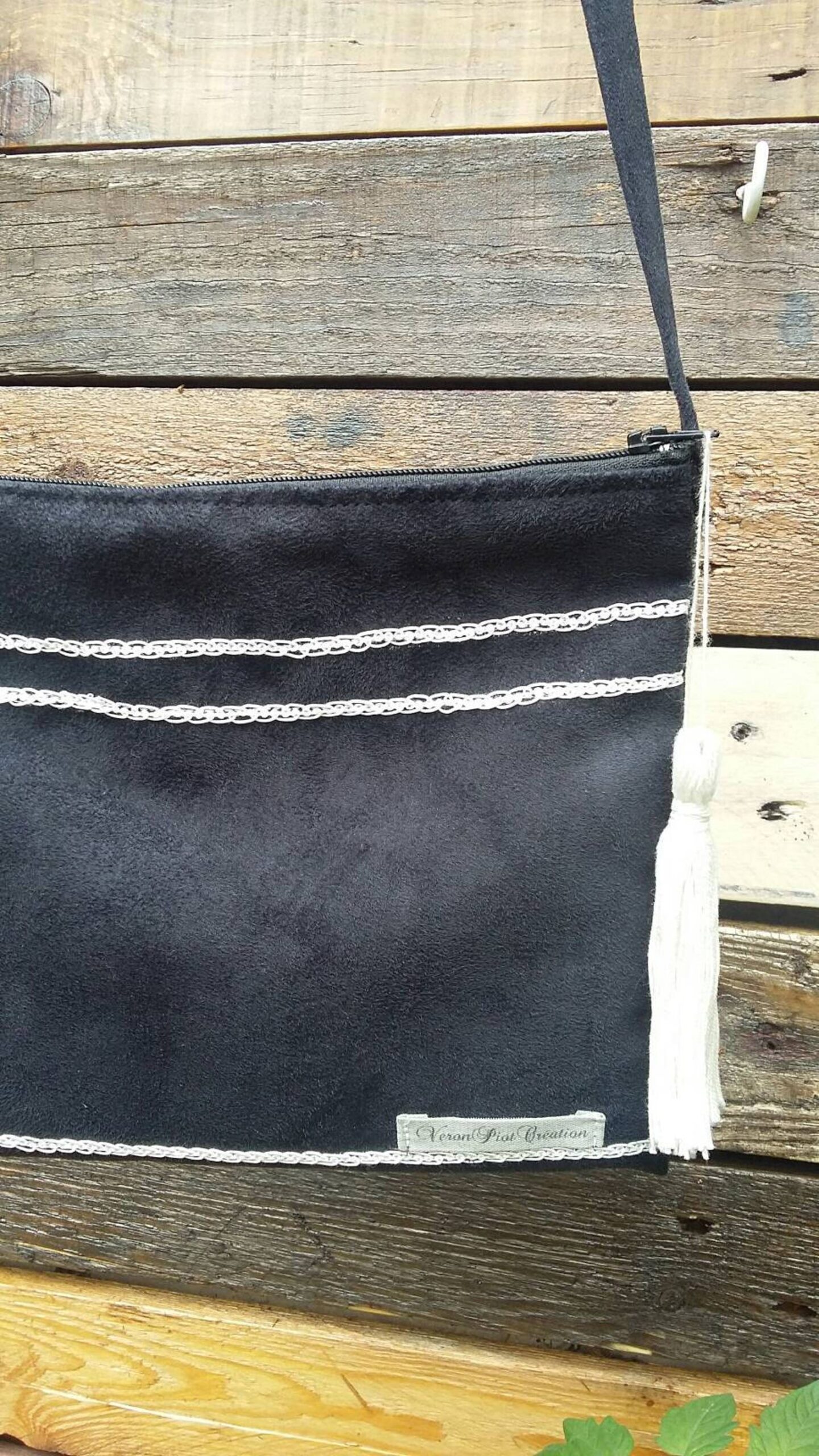 Petit sac pochette daim marine et blanc bandoulière femme fille petite sacoche veronpiotcréation mariage fête habillé