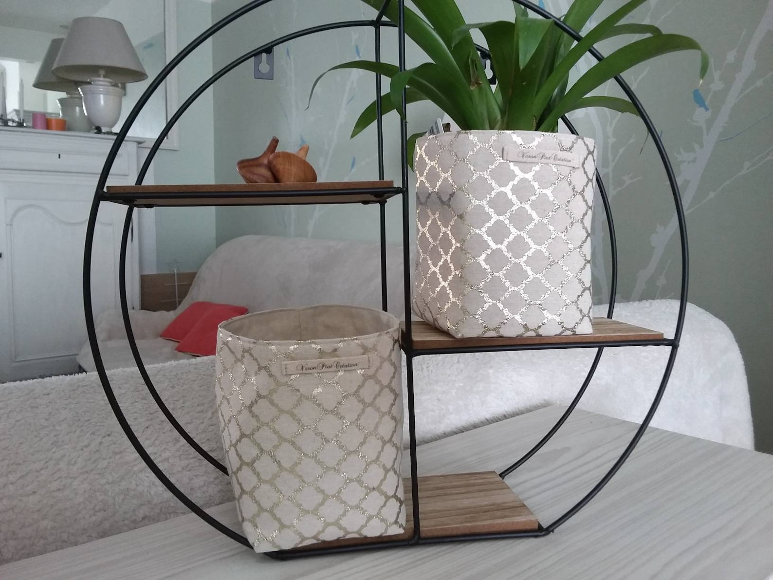 rangement Organisation décoration Vide poche panier rangement lin doré pour toute la maison cache pot décoration veronpiotcréation