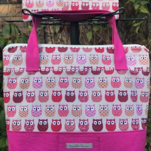 sac en tissu avec fermeture / fourre tout course loisir hibou rouge beige prune fille femme cadeau sac toile sac à main épaule doublé
