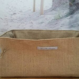 Panier rangement toile de jute et tissu doré décoration organisation doré sac à pain panière à pain veronpiotcreation