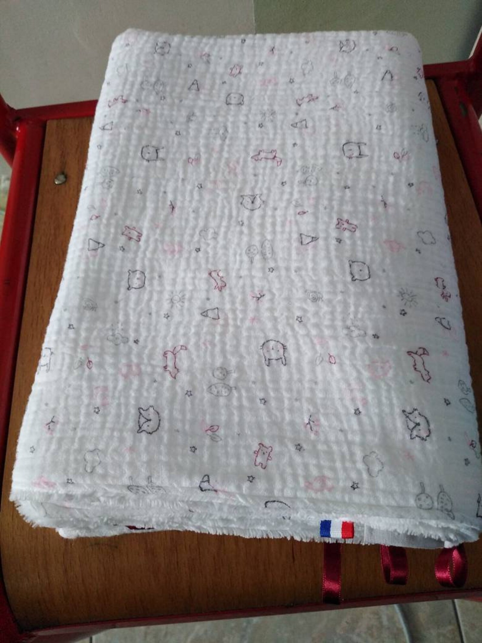 Couverture bébé cadeau de naissance plaid naissance enfant coton double gaze et éponge de bambou veronpiotcreation baby gift nursery