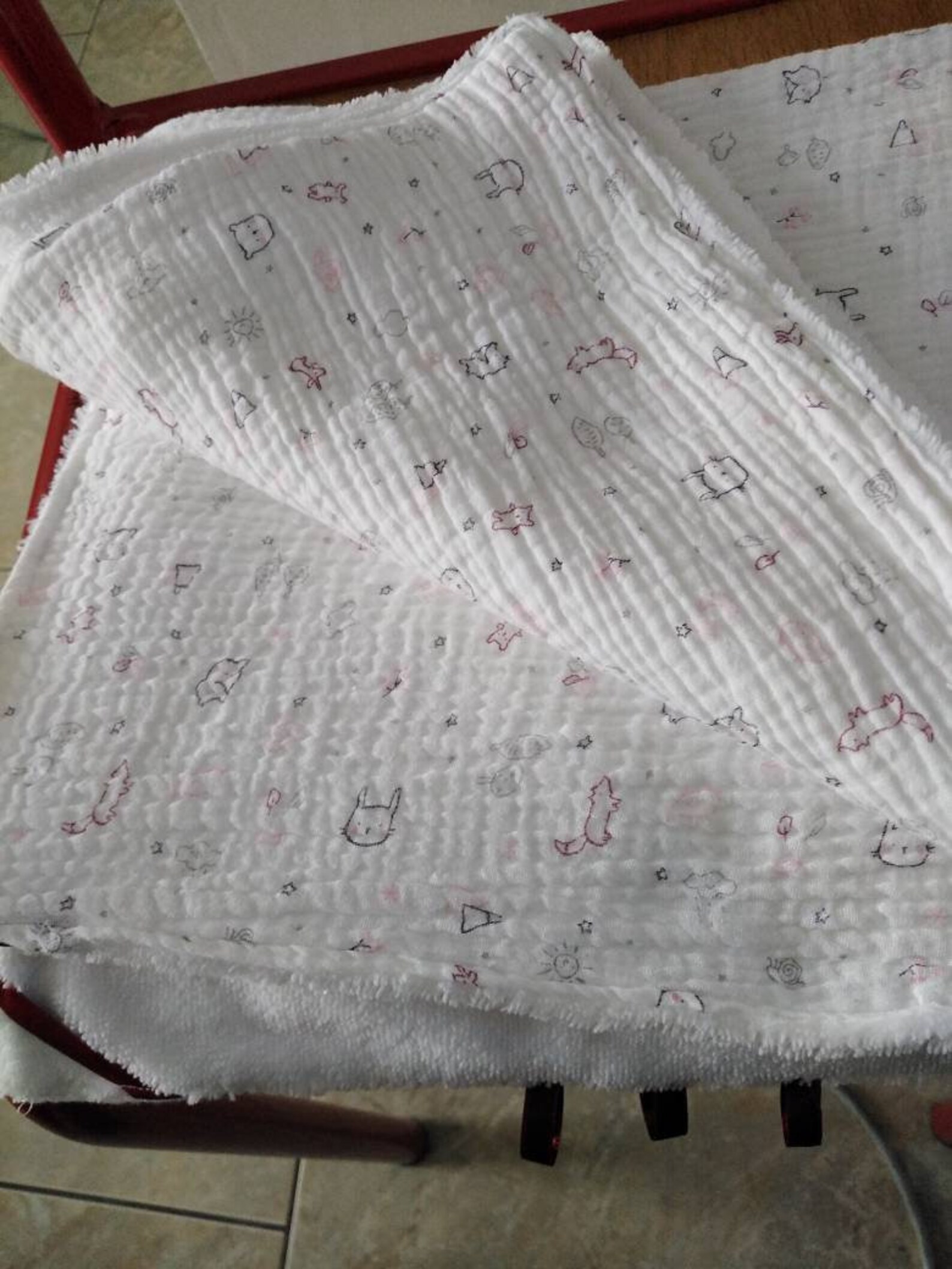 Couverture bébé cadeau de naissance plaid naissance enfant coton double gaze et éponge de bambou veronpiotcreation baby gift nursery