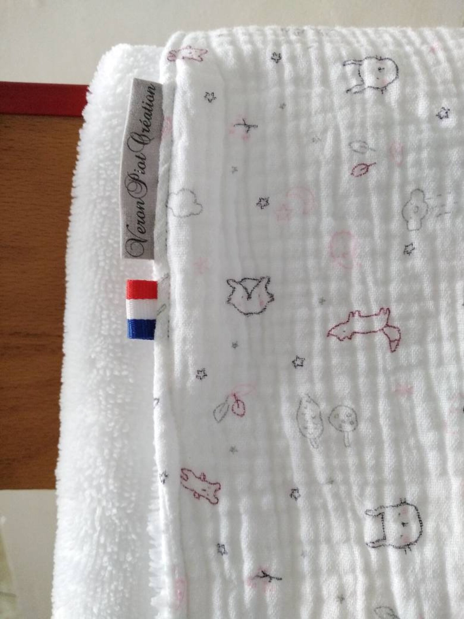 Couverture bébé cadeau de naissance plaid naissance enfant coton double gaze et éponge de bambou veronpiotcreation baby gift nursery