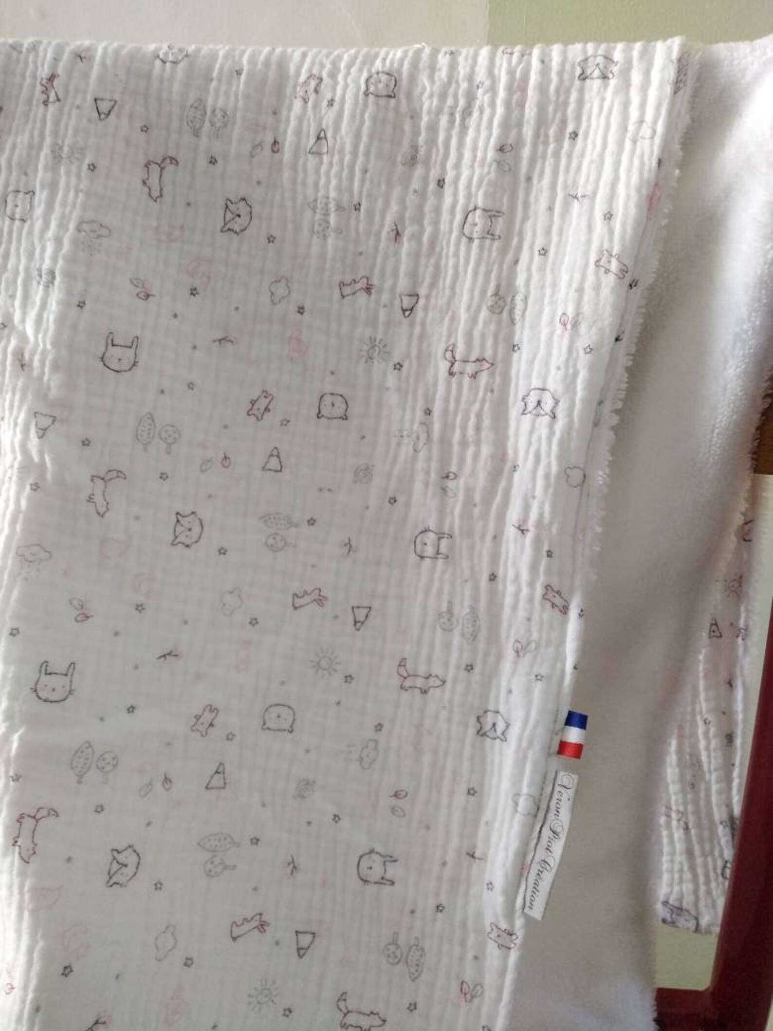 Couverture bébé cadeau de naissance plaid naissance enfant coton double gaze et éponge de bambou veronpiotcreation baby gift nursery