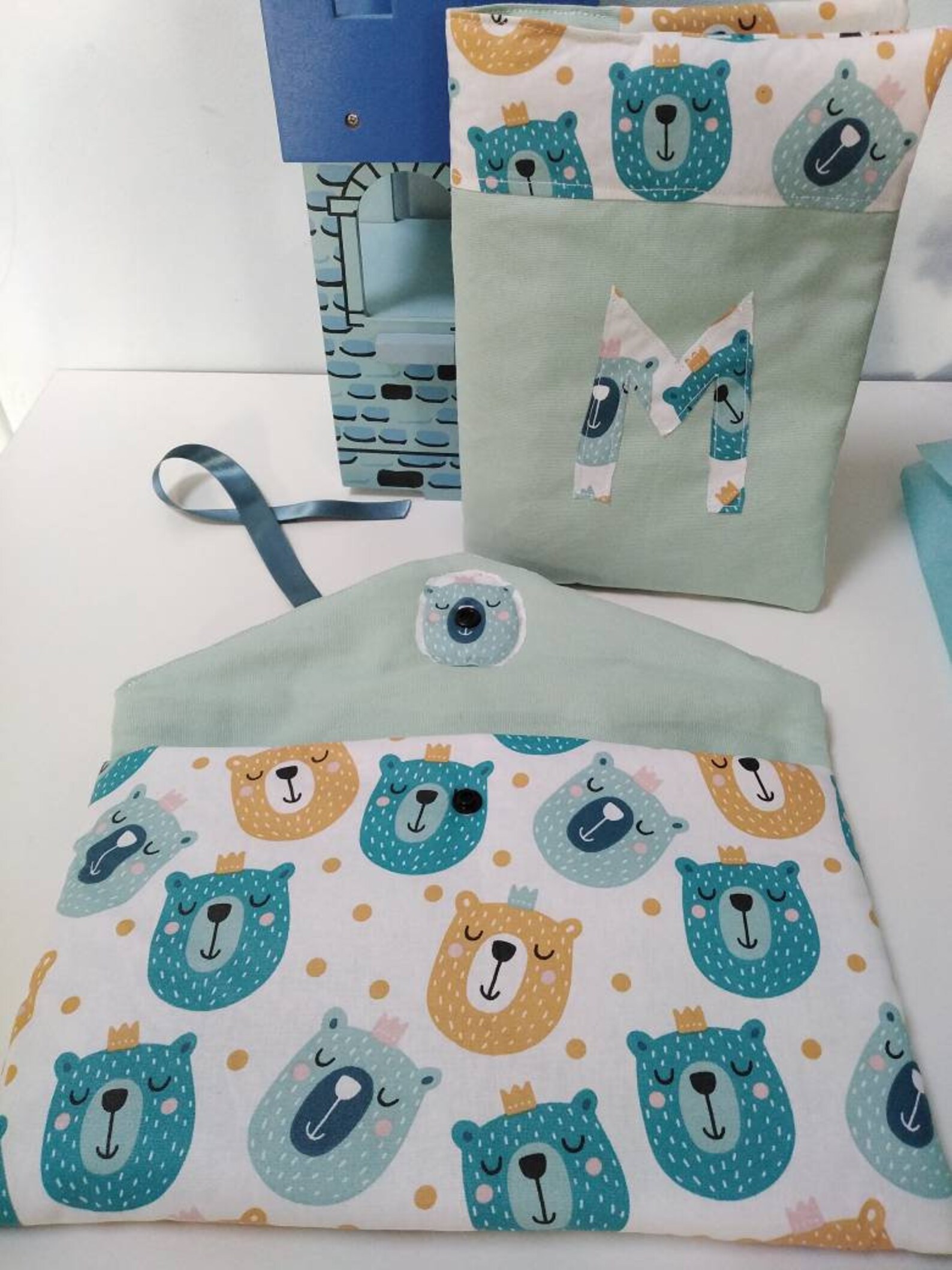 Fanion décoration murale chambre porte décoration enfant baby shower gift cadeau enfant fanion enfant fanion tissu bleu tenture murale