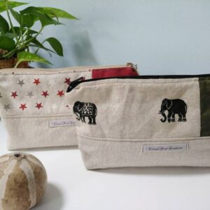 Trousse de toilette, de maquillage, en tissu, étoiles ou éléphant, trousse en tissu, pochette en tissu, veronpiotcreation