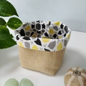 panier jute rangement toile de jute et noir vide poche panière veronpiotcréation cadeau écolo responsable décoration mariage crémaillère