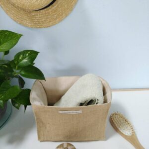 panier jute rangement toile de jute vide poche panière salle de bain cadeau écolo responsable décoration mariage crémaillère St Valentin