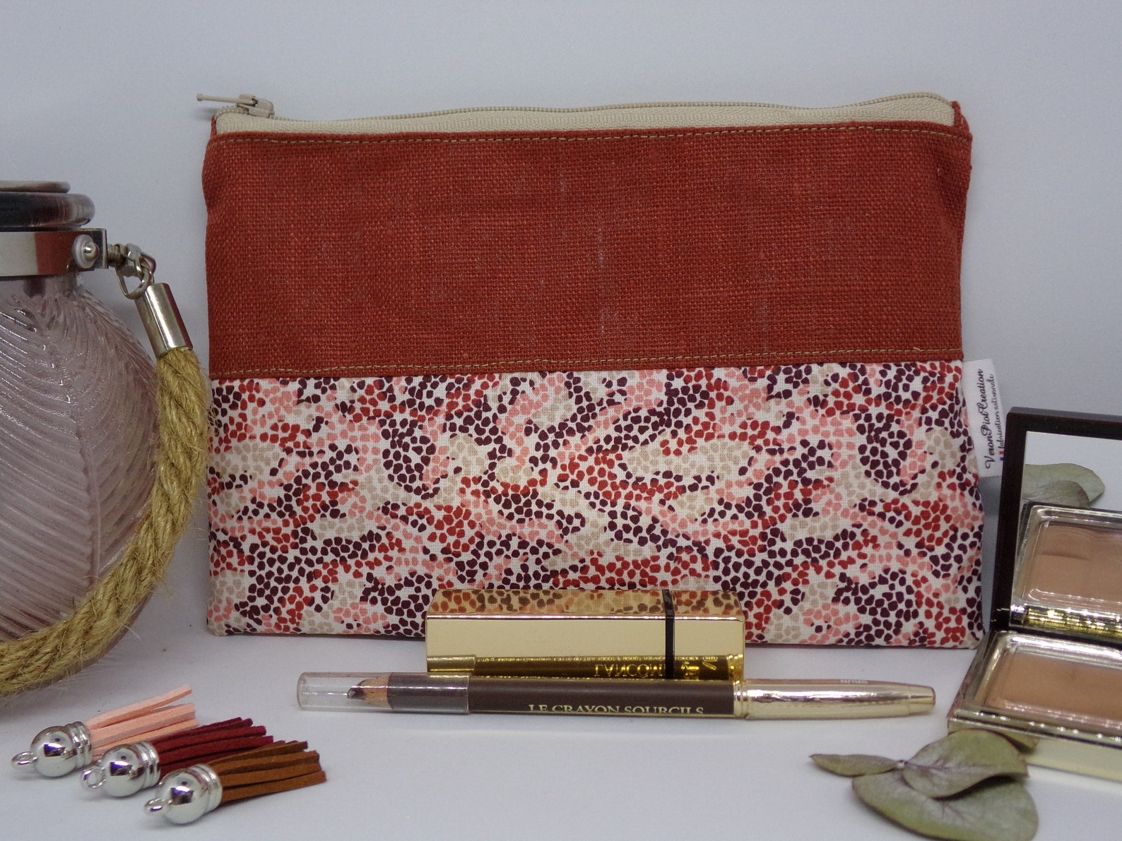Pochette en lin, trousse en lin, idée cadeau anniversaire veronpiotcreation