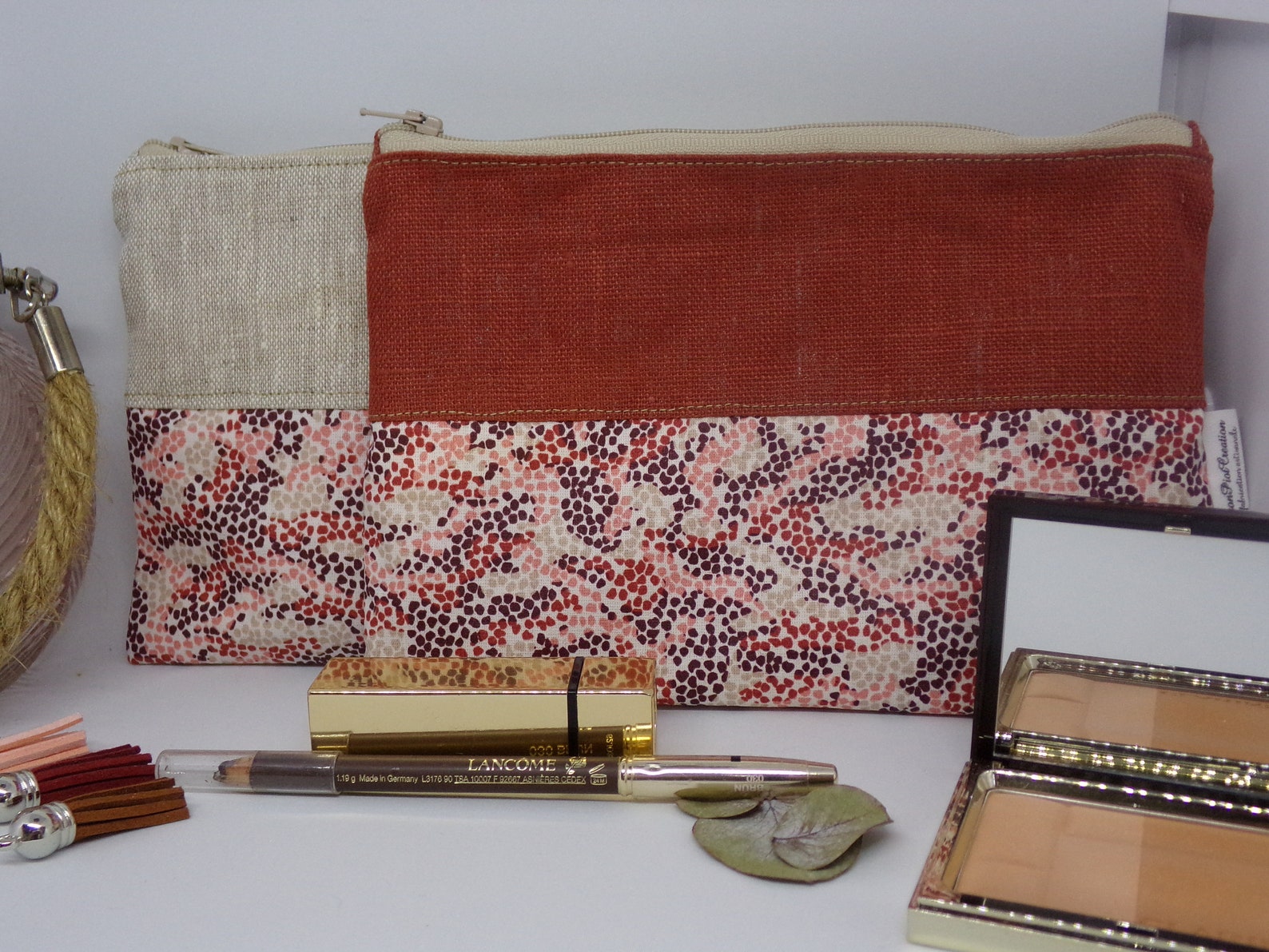 Pochette en lin, trousse en lin, idée cadeau anniversaire veronpiotcreation