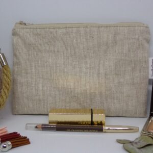 Pochette en lin, trousse en lin beige, idée cadeau anniversaire veronpiotcreation